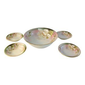 Antique Mz Austria Gardenia Porcelain Serving Set, 5 Pcs